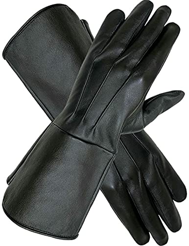 SI MENS MEDIEVAL RENAISSANCE COSTUME COSPLAY SWORDSMAN STEAMPUNK UNLINED LEATHER GLOVES GAUNTLETS (LARGE, GREY)