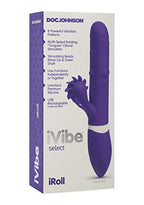 Doc Johnson Ivibe Select - Iroll - Silicone Rabbit-Style Vibrator - Pleasure Beads Along Shaft Move Up-And-Down, Clit-Stimulating Wheel Of Rotating Silicone"Tongues", Purple