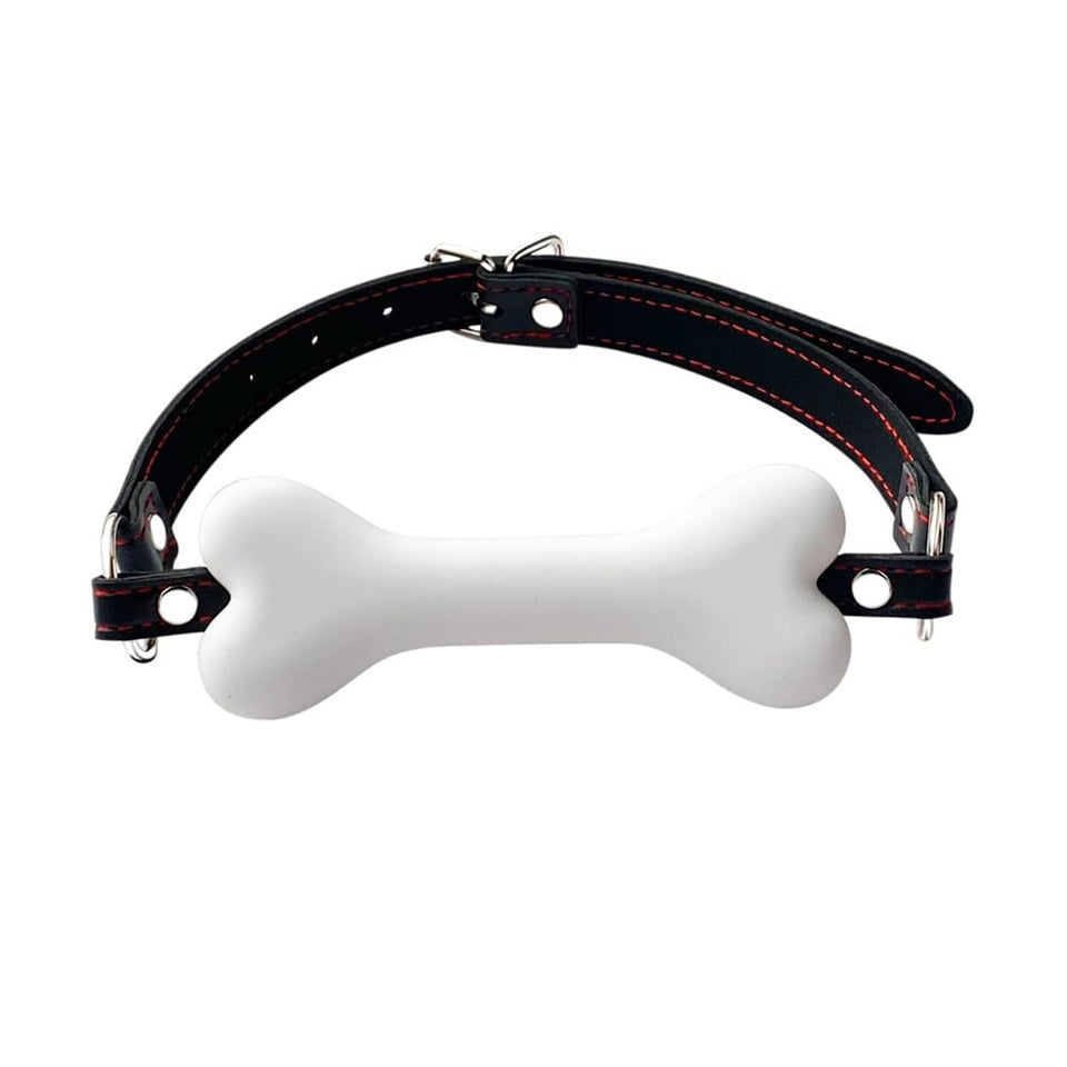 Pfylinqo Dog Bone Mouth Gag White Pet Bone Bite Ball Gag Adjustable Bondage BDSM Fetish Slave Restraints Sex Toys Slave SM Game