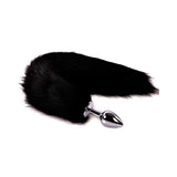 OOIIXX Anal Plug with Sexy Tail for Cosplay, Adult Sex Toys of Stainless Steel Anal Plug (18 inch Black, Small)