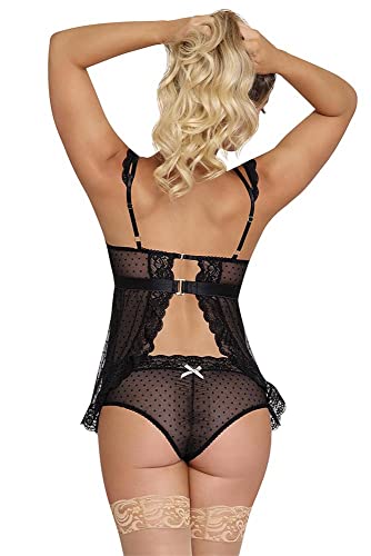 Passion Pointe Baby Doll & Panty Set Black S/M