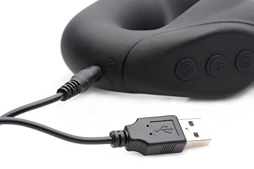Strap U Evoke Super Charged Black Vibrating Strapless Silicone Dildo