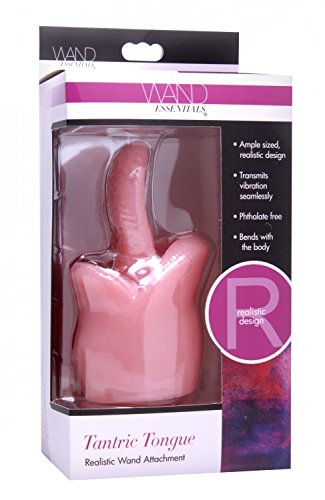 Wand Essentials Tantric Tongue Realistic Oral Sex Wand Vibrator Attachment, Pink (Ae163)