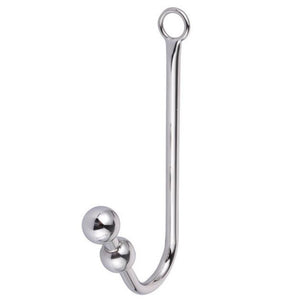 Anal Hook Stainless Steel Double Balls Rope Hook With Ring Bondage Fetish Toy For Unisex Adult