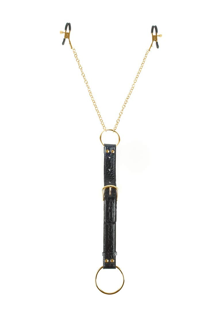 Fetish Fantasy Gold Cock Ring With Nipple Clamps
