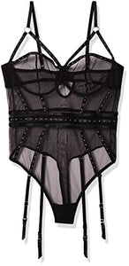 Dg Mesh Teddy W/Removable Garters Blk S
