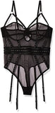 Dg Mesh Teddy W/Removable Garters Blk S