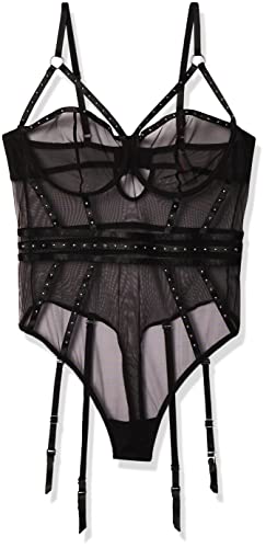 Dg Mesh Teddy W/Removable Garters Blk Xl