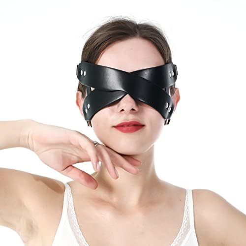 Half Face Mask Crossed Eye Mask Faux Leather BDSM Blindfold Sexy Erotic Sex Toy for Women Men Adults Couples Extreme Fetish Toys