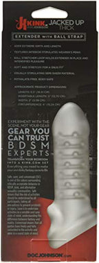 Kink By Doc Johnson Jacked Up Extender With Ball Strap - Thick - Internally Textured Tpe Penis Extension Sleeve - Adds Length An