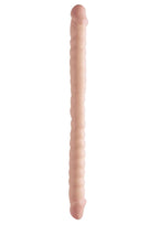 Basix Rubber Works 18 Ribbed Double Dong  Flesh