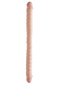 Basix Rubber Works 18 Ribbed Double Dong  Flesh