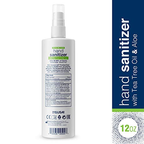 (D) Md Science Lab Premium Han Sanitizer W/ Tea Tree Oil & Aloe 12 Oz
