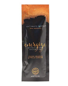 (D) Intimate Earth Energize Massage Oil Foil Sachet 1Oz