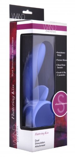 Wand Essentials Fluttering Kiss Dual Stimulation Silicone Wand Massager Attachment, Purple (Ad440)