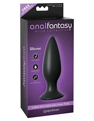 Pipedream, Large Black Vibrating Rechargeable Silicone Anal Plug | Waterproof, Multispeed, Usb | Fantasy Elite Collection