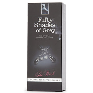 Fifty Shades Of Grey The Pinch Nipple Clamps - Adjustable Weight Metal Nipple Clamps For Sex Pleasure - Silicone Coated Clip - Includes Satin Bag - Silver