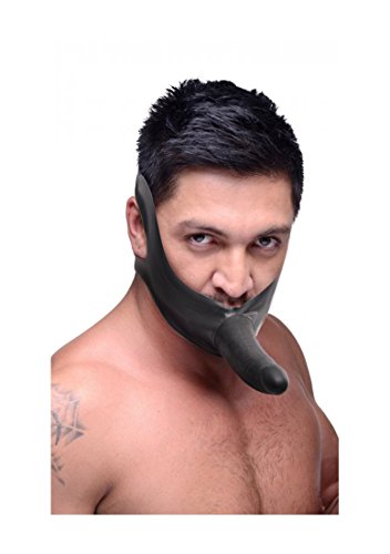 Master Series Strap On Dildo Face Mouth Gag, Black