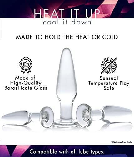 Prisms Dosha 3 Piece Glass Butt Plug Set Anal Training Kit With 3 Sizes Of Clear Anal Plugs With Smooth Flat Base For Men And Women Adult Couples Beginners And Advanced Easy To Clean 3 Pack