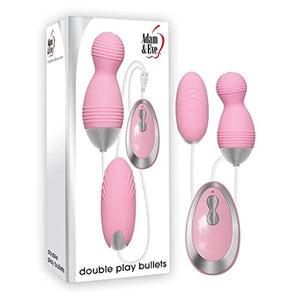 Adam  Eve Double Play Bullet Vibrators  Pink  2 Silicone Vibrators with Shared Controller  20 Vibration Functions Per Bullet 