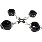 Ouch Leather Hand And Leg Cuffs, Black