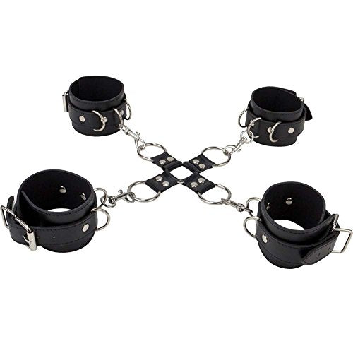 Ouch Leather Hand And Leg Cuffs, Black