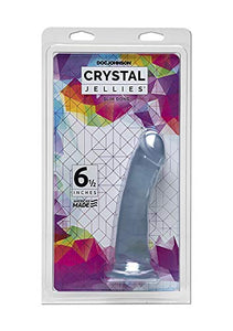 Doc Johnson Crystal Jellies - Slim Dong - 6.5 Inch - 1.5&quot; Wide - Strong Suction Cup Base - O-Ring Harness Compatible Dildo, Clear