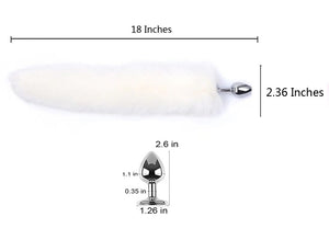 Ooiixx Butt Plug Fox Tail Cosplay Anal Plug Anal Butt Plug Adult Sex Toys for Beginner Women Men Couple (18'' White)