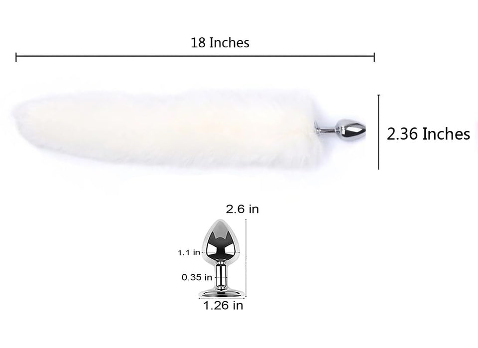 Ooiixx Butt Plug Fox Tail Cosplay Anal Plug Anal Butt Plug Adult Sex Toys for Beginner Women Men Couple (18'' White)