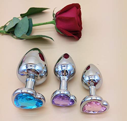 3Pcs Set Luxury Metal Butt Toys Heart Shaped Anal Trainer Jewel Butt Plug Kit S&M Adult Gay Anal Plugs Woman Men Sex Gifts Thing