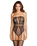 Dg Strapless Teddy Bodystocking Blk Os
