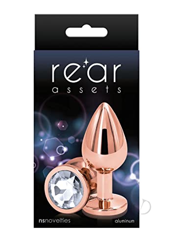 Rear Assets Anal Butt Plug - Rose Gold- Medium (Clear Jewel)
