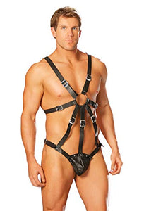 Leather Harness With Attached Pouch - Black - One Size