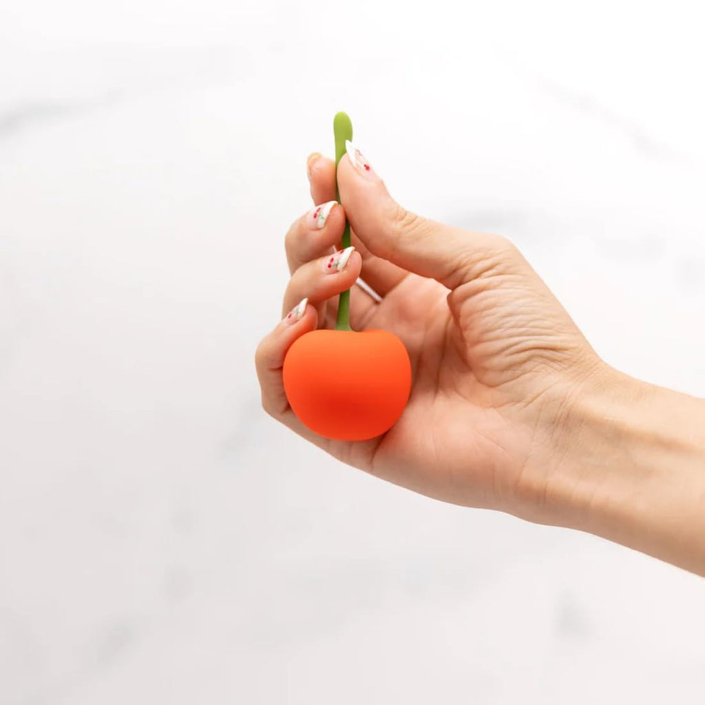 Emojibator Cherry Personal Massager | 10 Vibration Settings | Waterproof | Body Safe Silicone | Usb Rechargeable