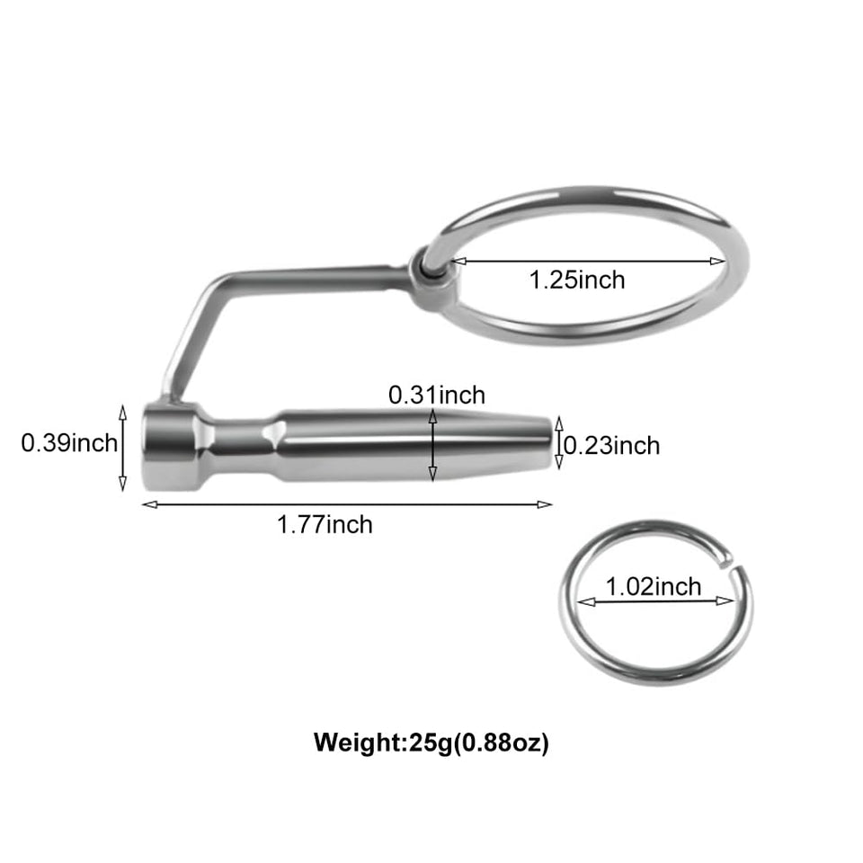 Hollow Stainless Urethral Sounds Penis Plug Urethral Dilator Male Penis Plug with Cock Ring Sex Toy for Men (1.77 inch)