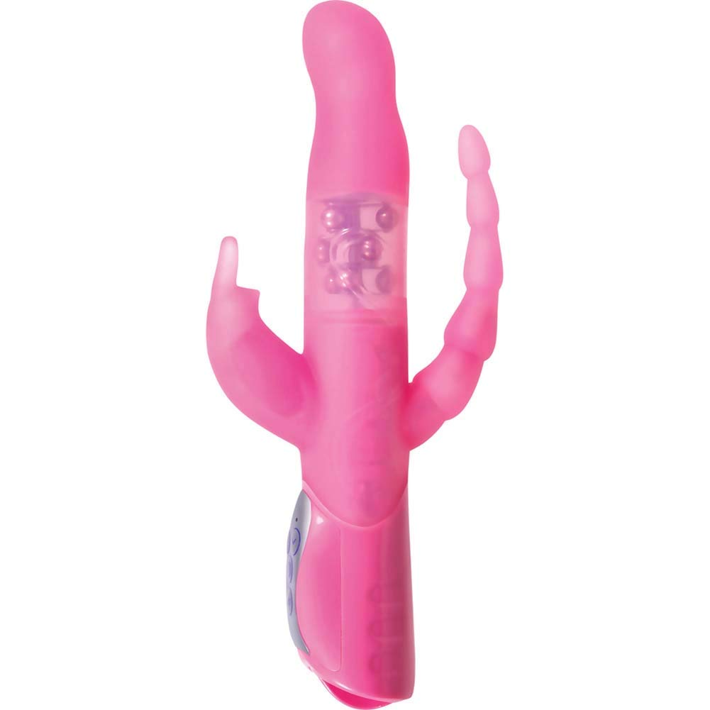 Adam & Eve Eve?? Triple Pleasure Rabbit Vibrator, Pink | 10??Long, 5??Insertable X 1??Wide | Waterproof Silicone G Spot Vibrator, Clitoral Stimulator And Butt Plug In One | Multiple Vibration Modes