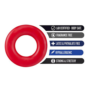 Blush Stay Hard Donut Cock Rings - Soft, Super Stretchy - Increase Stamina - Longer, Harder, Bigger Erections - Add Girth - Performance, Pleasure Enhancing For Ed Sex Toy For Men, Couples - Red