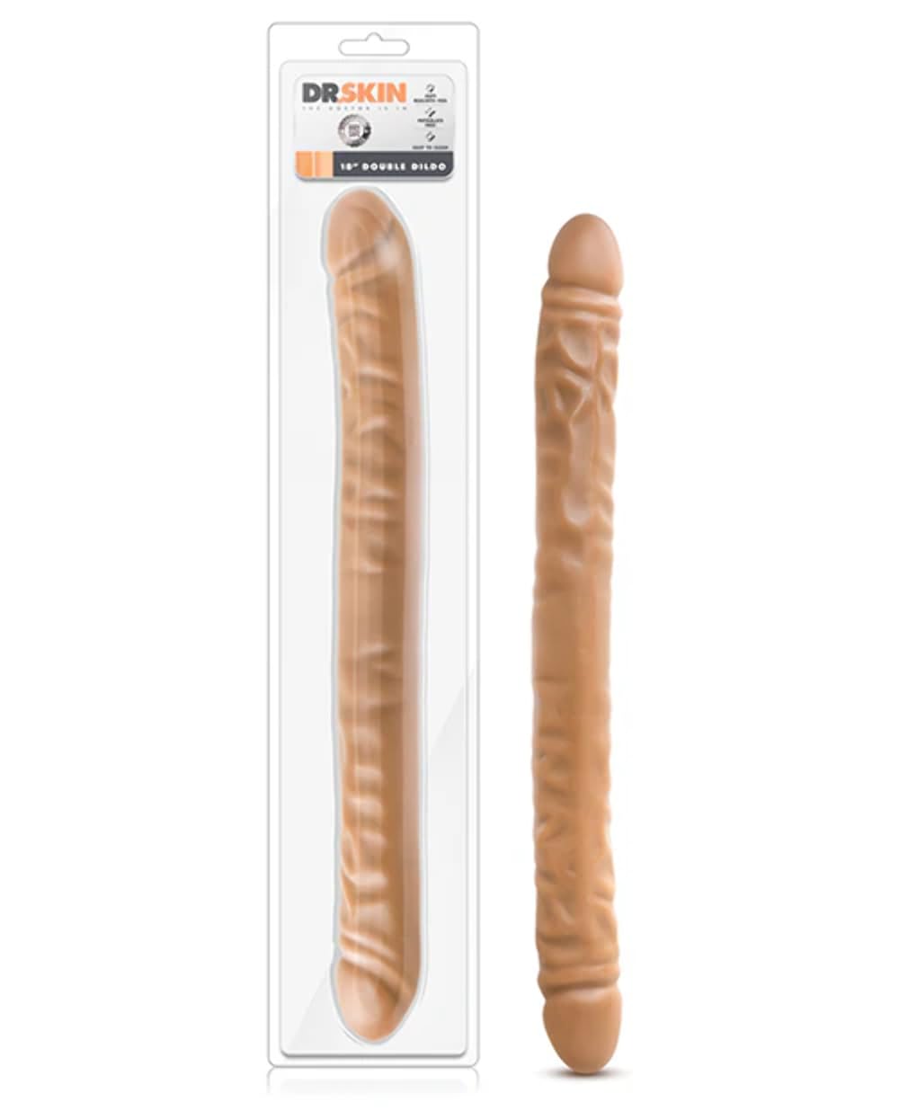 Blush Novelties Dr. Skin 18 Inch Double Dildo Extra Long Dildo, Sex Toy for Women, Sex Toy for Adults, Mocha