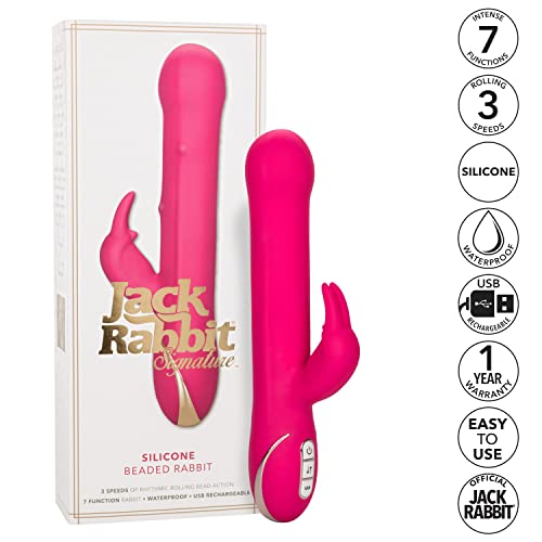 Calexotics Jack Rabbit Signature Collection Silicone Beaded Rabbit - Waterproof Vibrator Sex Toys For Couples - Luxury Adult G Spot Massager - Teal