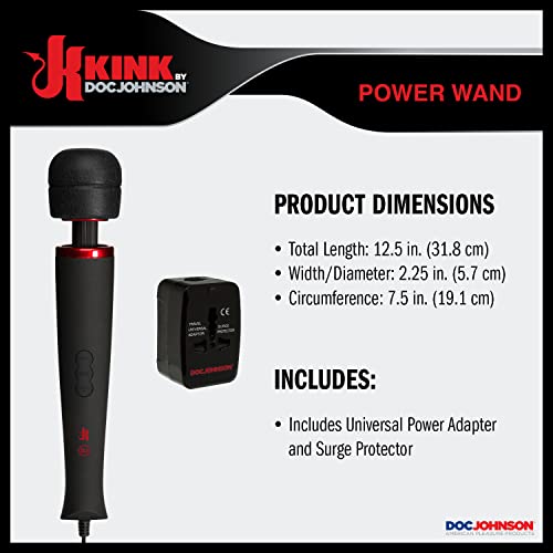 Doc Johnson - Ultra Powerful Full Size Wand Body Massager, 8 Unique Vibration Patterns, Phthalate-Free, Body-Safe (Black)