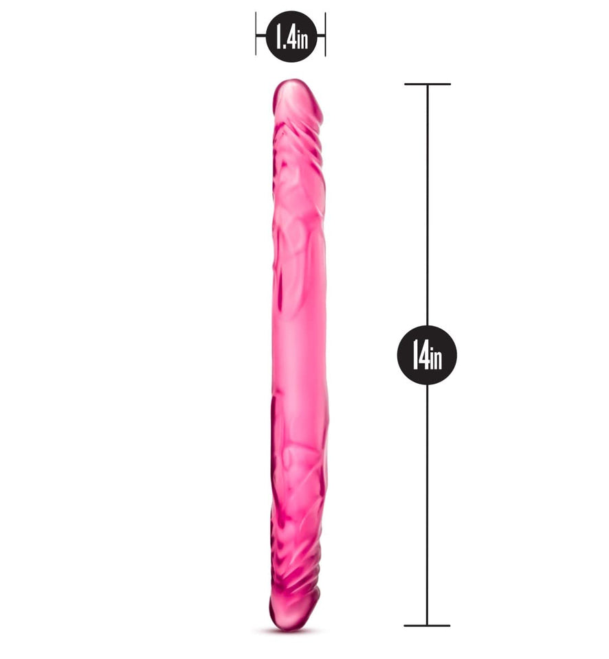 Blush Novelties B Yours - 14 Inch Double Ended Realistic Dildo - 1.4 Inch Thick - Lesbian Couple Dp - Two Headed Waterproof Flex