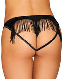 Heart Back Panty W/ Fringe Black Small