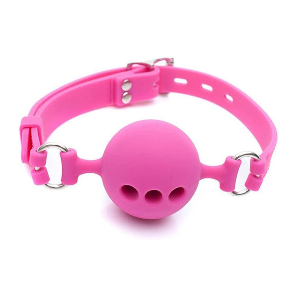 Silicone Breathable Ball Gag - Ball Gag Breathable Silicone Ball with Holes Open Mouth Gag Sex Toy for Adult Bondage Restraints