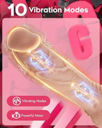 Harness Strap-On Vibration Realistic Dildos with 10 Strong Modes 2 Dildos Silicone Anal G-spot Stimulation Adjustable Strapless