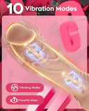 Harness Strap-On Vibration Realistic Dildos with 10 Strong Modes 2 Dildos Silicone Anal G-spot Stimulation Adjustable Strapless
