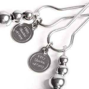 Fifty Shades Of Grey The Pinch Nipple Clamps - Adjustable Weight Metal Nipple Clamps For Sex Pleasure - Silicone Coated Clip - Includes Satin Bag - Silver