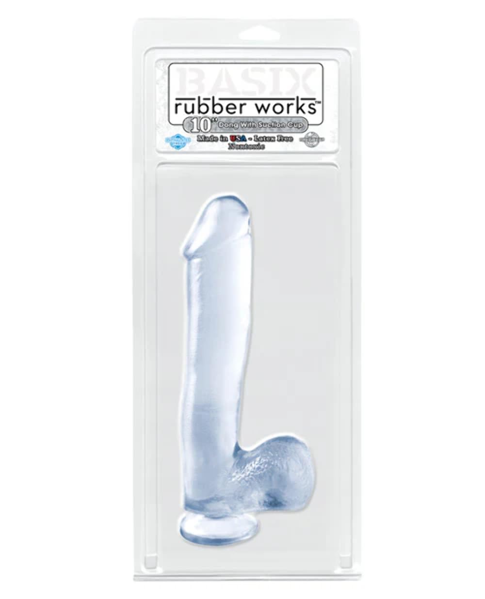 Basix Rubber Works 10In Dong W/Suction Cup Clear