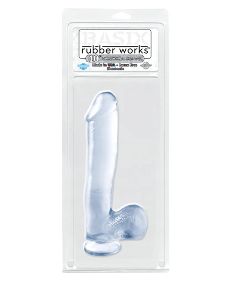 Basix Rubber Works 10In Dong W/Suction Cup Clear