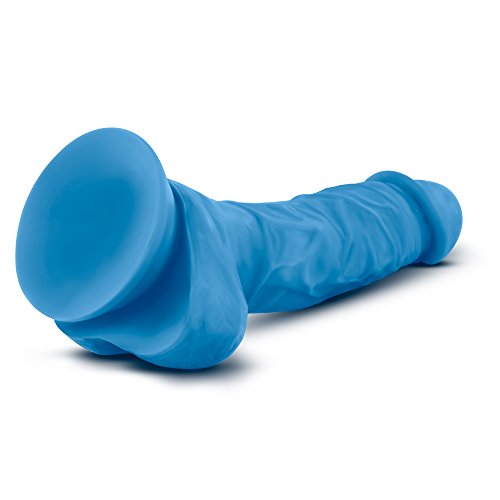 Blush Neo - 7.5 Inch Realistic Sensa Feel Dual Density Ultra Soft Realistic Dildo - Suction Cup Strapon Harness Compatible - 1.5 Inch Thick Sex Toy For Men Women - Neon Blue