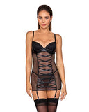 Dg Fishnet Garter Slip W/G-String Blk 1X